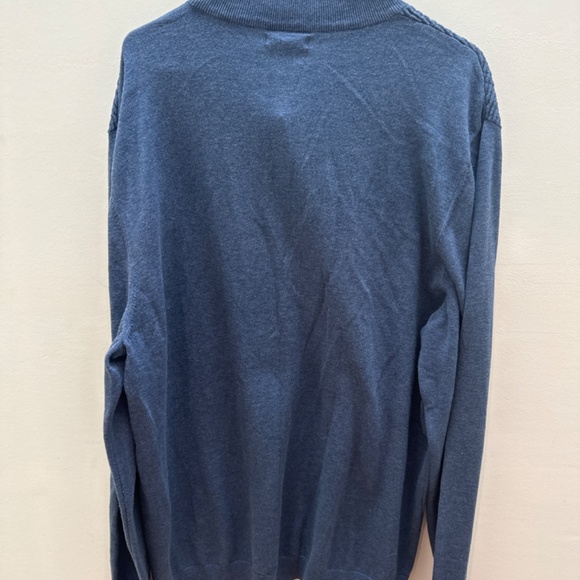Alfani Navy Blue Cotton 1/4 Zip Collared Sweater Mens Medium - Picture 3 of 6